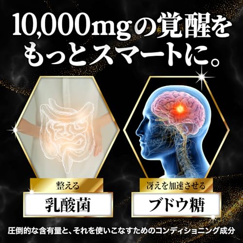 カフェイン100mg タブレット 100日分(10,000mg配合)ホスファチジルセリン 乳酸菌5,000億個 ブドウ糖配合 IKUSA 大容量 国内製造 日本製サプリの特徴・詳細 画像
