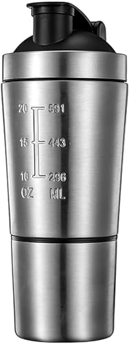ステンレス製プロテインシェイカーは、プロテインパウダー、スポーツプロテイン、フィットネスプロテイン、食事代替プロテインを作るのに最適です。シェイカーボール付き (800ml,ブラック)の特徴・詳細 画像