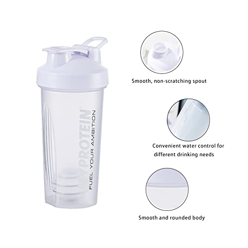 プロテインシェイカー 目盛り シェーカーボトル 600ML マイプロテイン ホエイプロテイン 大容量 漏れ防止 フィットネス 栄養 スポーツ 直飲 大容量男女兼用 おしゃれ オフィス アウトドア (WHITE)の特徴・詳細 画像