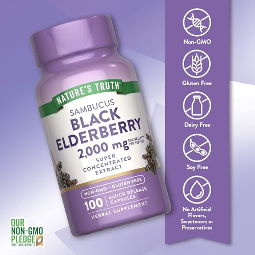 Nature's Truth Sambucus Black Elderberry（ブラックエルダーベリー） 1000mg 100粒 海外配送品の特徴・詳細 画像