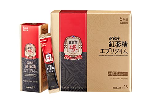 正官庄(ジョンガンジャン) 紅参精エブリタイム 高麗人参 サプリ 朝鮮人参 韓国産 6年根 濃縮エキス 100% 1包3,000mg 紅参(ホンサム) ginseng 国内正規品 10ml×30包の外観・全体像 画像