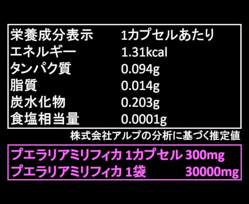 プエラリアミリフィカ 100％ 30000mg 1粒 300mg プエラリア含有 100カプセル入 1袋30000mg 高容量 サプリメントの特徴・詳細 画像