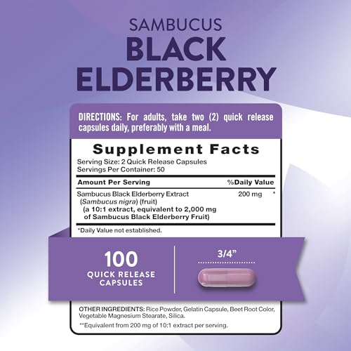 Nature's Truth Sambucus Black Elderberry（ブラックエルダーベリー） 1000mg 100粒 海外配送品の詳細・まとめ 画像