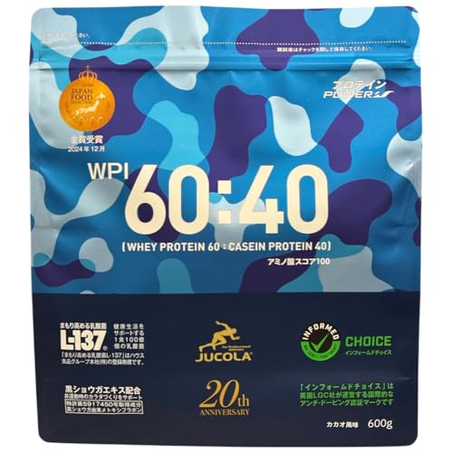 【ジャコラ公式販売商品】ジャコラ(JUCOLA)プロテインパワー ホエイ(WPI)60:ガゼイン40／カカオ風味 600g 1