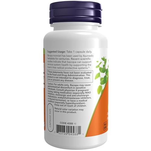 NOW Foods, バコパエキス、450mg、植物性カプセル90粒の特徴・詳細 画像