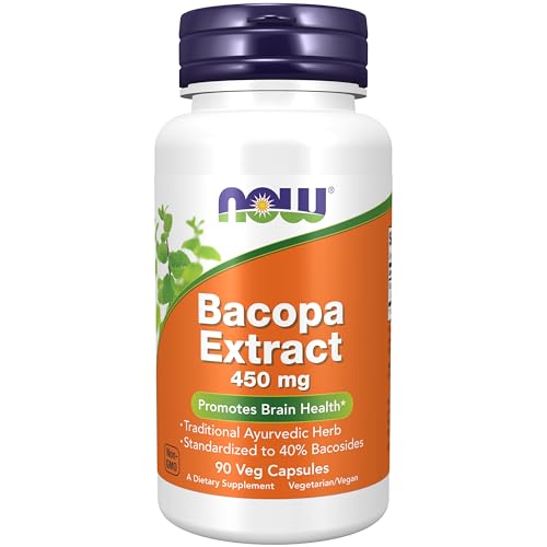 NOW Foods, バコパエキス、450mg、植物性カプセル90粒の外観・全体像 画像