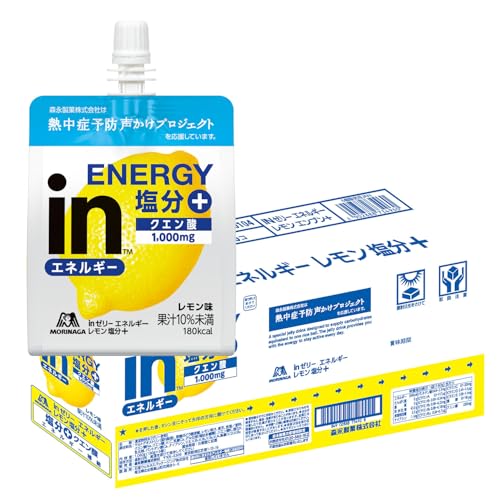 inゼリー エネルギーレモン塩分＋ (180g×6個) 熱中症対策 ゼリー飲料 クエン酸 森永製菓 国産 1