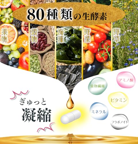 【\ダイエット サプリ/ 薬剤師監修!】 日本製 生酵素 (80種類) +乳酸菌 (17種類) REIBE〈30日分〉 贅沢配合 サプリ 管理栄養士 美容成分 コラーゲン NMN プラセンタ 配合 GMP認定工場 サプリメントの特徴・詳細 画像
