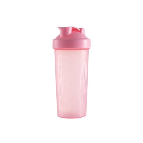プロテインシェイカー BPAフリー 目盛り 600ml ブレンダーボトル シェイカーボトル カー ボール付 メモリ付き シェーカーボトル プロテイン 液漏れ&匂い防止 食洗機対応 大容量 漏れ防止 男女兼用 おしゃれ オフィス アウトドア 寮 家庭に適用 (ピンク,600ml)の外観・全体像 画像