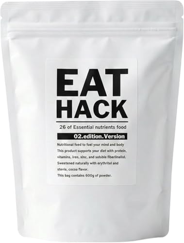 断食プロテインEATHACK（イートハック）｜栄養サポート × 断食ライフに｜600g｜ココア味・糖質2g以下・必須栄養素26種類配合 エリスリトール・ステビア使用 1