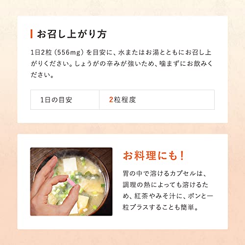 おひさましょうが しょうがカプセル 国産生姜使用 62粒入り サプリメント カプセルタイプ 約1か月分 抹消体温対策 冷え性 対策 温活 むくみ 血行 つわり パウダー 生姜紅茶の特徴・詳細 画像