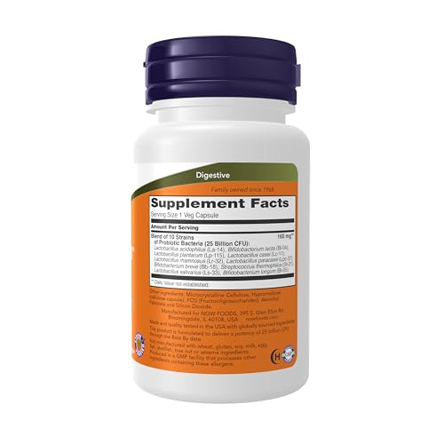 [海外直送品] ナウフーズ 肘 Probiotic-10 25 Billion 50 Vcapsの詳細・まとめ 画像