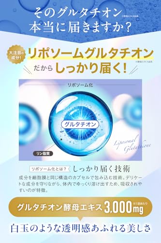 【医薬品メーカーと共同開発】 グルタチオン リポソーム サプリ 3,000mg 白玉美容 ビタミンC 1袋 約1か月分 AlphaBetyの特徴・詳細 画像