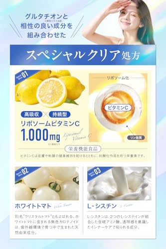 【医薬品メーカーと共同開発】 グルタチオン リポソーム サプリ 3,000mg 白玉美容 ビタミンC 1袋 約1か月分 AlphaBetyの特徴・詳細 画像
