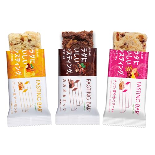 サンスター ファスティングバー グルテンフリー 低糖質 食物繊維 低カロリー おやつ お菓子 置き換え 3種12本 (カカオ・ハニー・ベリー)の外観・全体像 画像