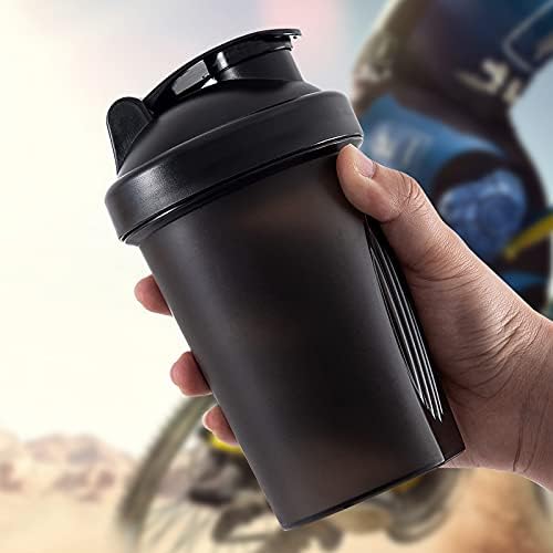プロテインシェイカー BPAフリー 目盛り 600ml ブレンダーボトル シェイカーボトル カー ボール付 メモリ付き シェーカーボトル プロテイン 液漏れ&匂い防止 食洗機対応 大容量 漏れ防止 男女兼用 おしゃれ オフィス アウトドア 寮 家庭に適用 (パープル,400ml)の特徴・詳細 画像
