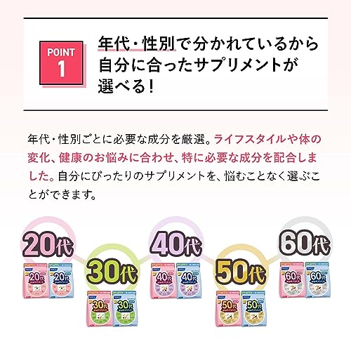 ファンケル (FANCL) 40代からのサプリメント女性用 15~30日分 (30袋) 年代 サプリ (ビタミンC/カルシウム/乳酸菌) 個包装の特徴・詳細 画像