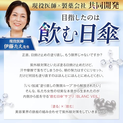 【飲む日傘】BLANC VIEL 紫外線対策 ブルーライト対策 Wの光対策 アスタキサンチン ルテイン ゼアキサンチンの特徴・詳細 画像