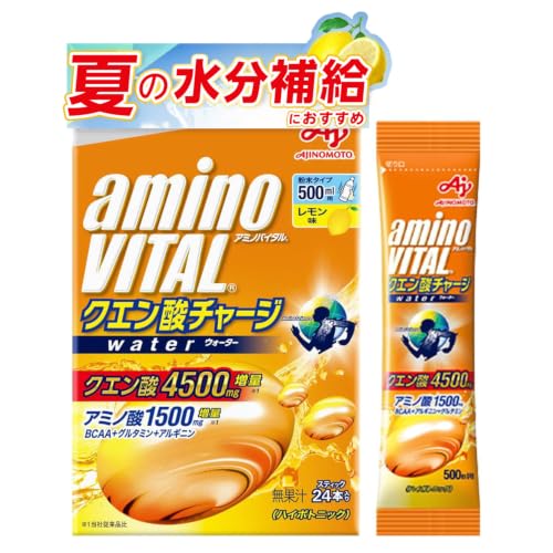 アミノバイタル BCAA クエン酸 アミノ酸 1500mg クエン酸 4500mg クエン酸チャージウォーター レモン味 24本入箱 スポーツドリンク 粉末 水に溶けやすい24本(x 1)の外観・全体像 画像