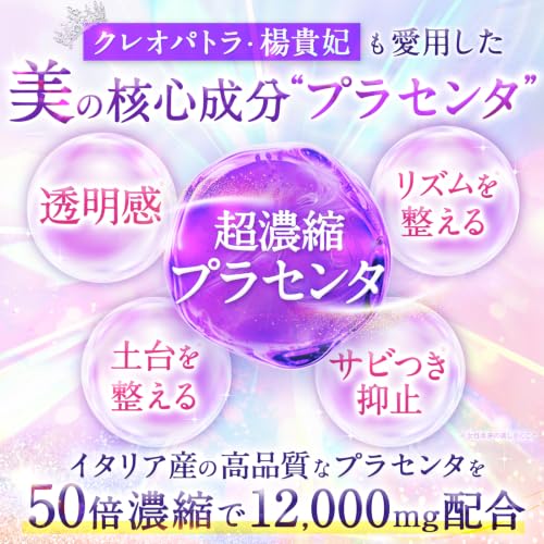 【50倍濃縮プラセンタ12,000mg配合】 プラセンタPremium プラセンタサプリ12,000mg CICA 超低分子コラーゲン ヒアルロン酸の特徴・詳細 画像