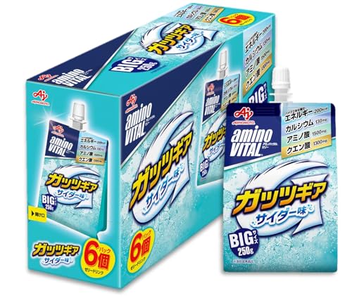 アミノバイタル 味の素 ゼリードリンク ガッツギア サイダー味 250g×6個 アミノ酸 1500mg クエン酸 1300mg エネルギー 200kcal カルシウム 栄養補給 キッズの外観・全体像 画像