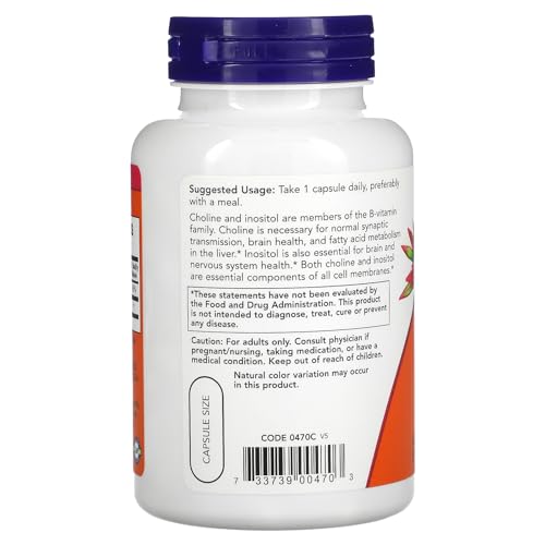 NOW Foods - コリンおよびイノシトール 500 mg。100カプセルの特徴・詳細 画像