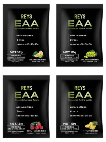 REYS レイズ EAA お試し セット 個包装 12g × 4種 山澤礼明 監修 必須アミノ酸 9種配合 600g 栄養機能食品 ベータアラニン 1日分のビタミンB群3種配合 国産 BCAA 1