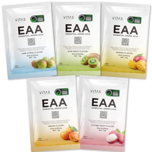 VITAS(バイタス)EAA 520g BCAA 必須アミノ酸9種類配合 (お試し5種13g×5) キウイ マンゴー ライチ みかん 梅シトラスの外観・全体像 画像
