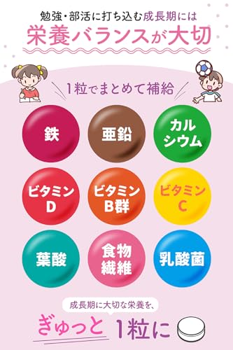TONY すくすくこどもバランス 鉄4mg マルチビタミン 葉酸 乳酸菌 ビタミンD配合 バランス栄養設計 成長期 偏食対策 おいしいグレープチュアブル 国内製造 30粒の特徴・詳細 画像