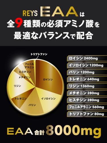 REYS レイズ EAA お試し セット 個包装 12g × 4種 山澤礼明 監修 必須アミノ酸 9種配合 600g 栄養機能食品 ベータアラニン 1日分のビタミンB群3種配合 国産 BCAAの特徴・詳細 画像