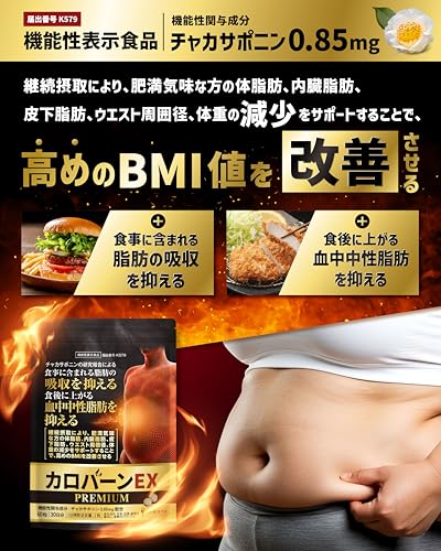 カロバーンEX PREMIUM 30日分 ダイエット サプリ 肥満気味な方の 食事に含まれる脂肪の吸収を抑える 機能性表示食品 αリポ酸 悩み解決ラボの詳細・まとめ 画像